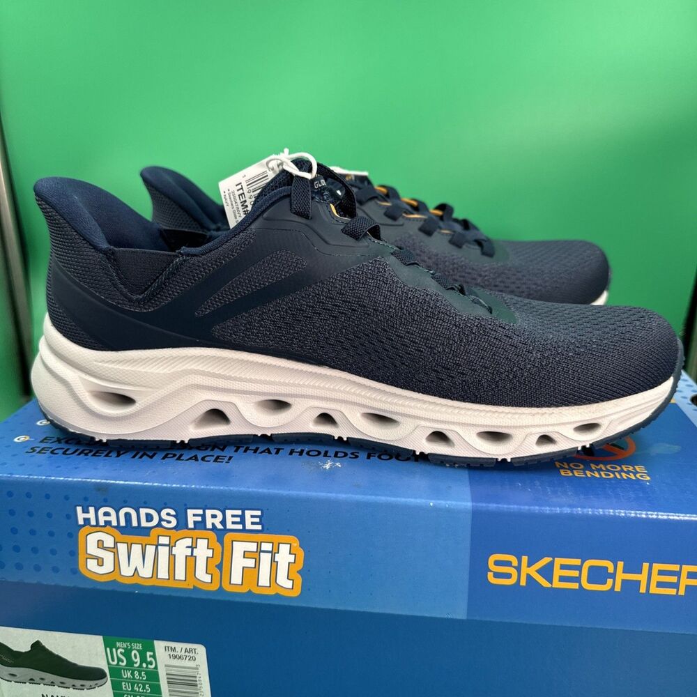 Skechers Swift Fit Hands Free Sneakers Men’s 9.5 Navy Memory Foam Shoes - Picture 11 of 16